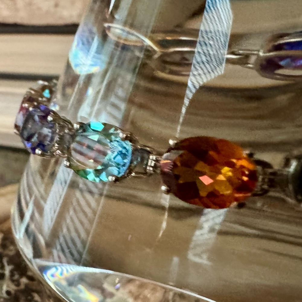Vibrant Multicolor India Silver Gemstone Bracelet 8” - Picture 3 of 8